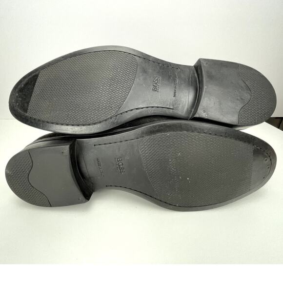 HUGO BOSS Gray Suede Double Monk Strap‎ Oxfords Mens (9.5) Buckle Italy Shoes - Picture 7 of 11